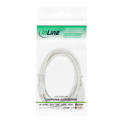 InLine® Micro-USB 2.0 Kabel, USB-A Stecker an Micro-B Stecker, weiß, 1,8m (Produktbild 3)